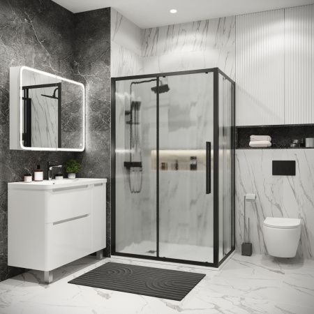 Душевой уголок Grossman Cosmo 120.K33.02.1210.21.02 120х100 стекло шиншилла профиль черный без поддона