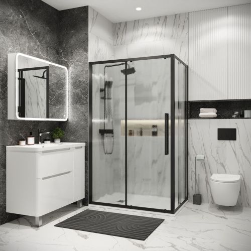 Душевая перегородка Grossman Cosmo 200.K33.02.80.21.02 80х195 стекло текстурное профиль черный - фото 3