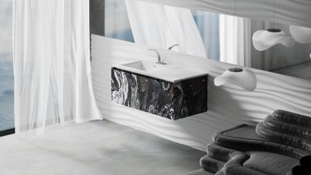 Раковина из искусственного камня S-Stone Salini Onda 1402206MN 200х70 накладная цвет белый