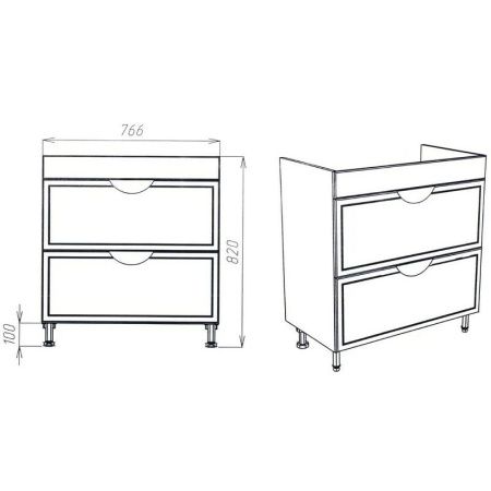 Тумба под раковину Viant Лима VLIM80CO-T2Y 80х40 напольная цвет белый