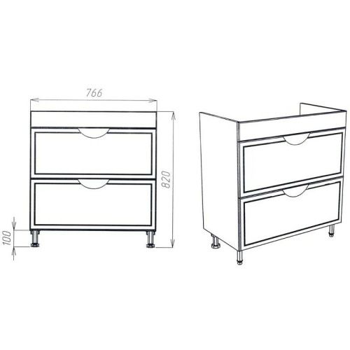 Тумба под раковину Viant Лима VLIM80CO-T2Y 80х40 напольная цвет белый - фото 5