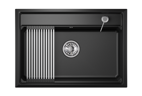 Кухонная мойка Granula Kitchen Space 7301, ШВАРЦ 75х50 цвет черный поверхность матовая - фото 2