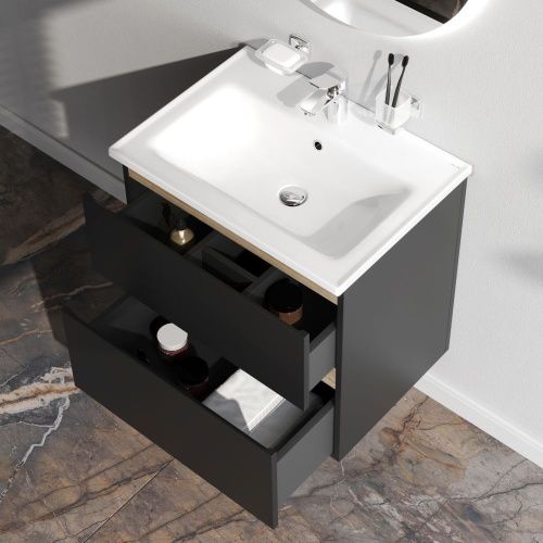 Тумба под раковину Am.Pm X-Joy M85AFHX0652BM 60х40 подвесная цвет черный - фото 4