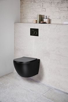 Унитаз подвесной Vincea Globo VT1-14MB черный с сиденьем микролифт безободковый душевой смыв