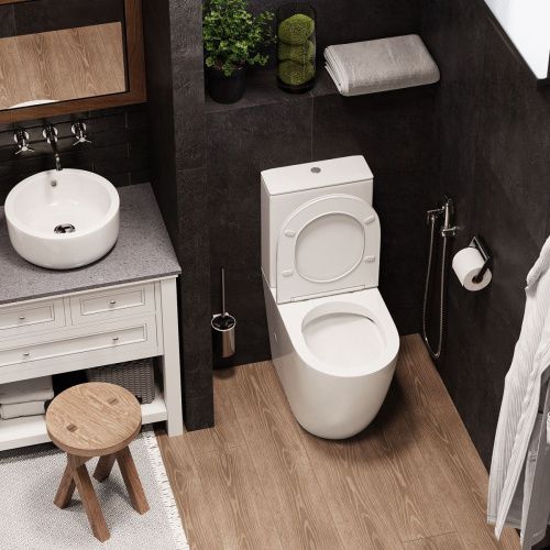 Унитаз напольный с бачком Cerutti SPA CT8709 белый с сиденьем микролифт безободковый каскадный смыв - фото 5