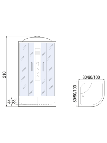 Душевая кабина River DUNAY 10000001455 100х100 четверть круга с крышей ориентация универсальная - фото 2