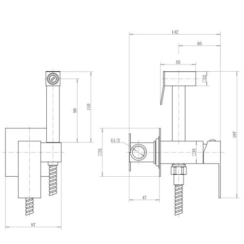 Гигиенический душ со смесителем Fashun A57804-7 черный - фото 3