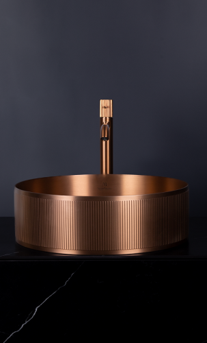 Раковина из нержавеющей стали AltroBagno Costoso AltroBagnoCostoso001007RaSp 40х40 накладная цвет медь - фото 3