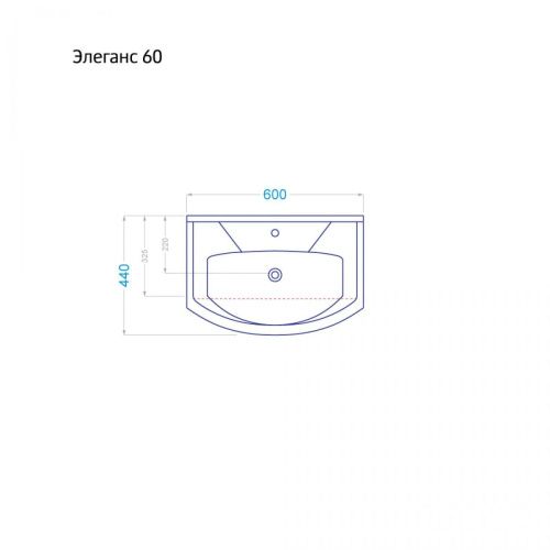 Тумба с раковиной Alavann Alta ALV0966000 60х40 подвесная цвет белый - фото 3