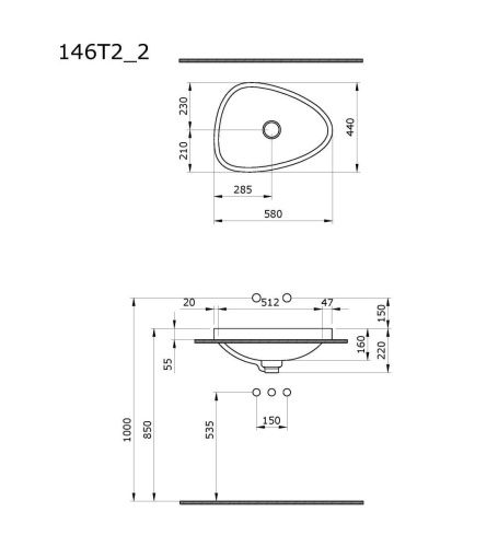 Раковина из сантехнического фарфора Ambassador Kingston 146T20002 60х40 накладная цвет белый без отверстий под смеситель - фото 3