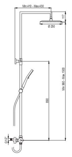 Душевая стойка AQG Berenice 20BER25SID02 настенная цвет хром - фото 2