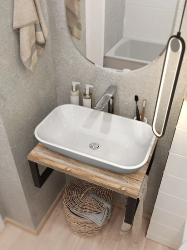 Столешница 1MarKa Grunge Loft Ц0000001583 60х50 накладная цвет серый - фото 3