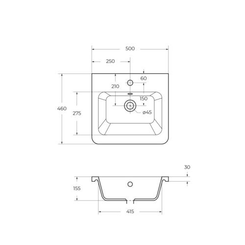Раковина керамическая BelBagno Urban 12050-KL 50х50 накладная цвет белый 1 отверстие под смеситель - фото 2