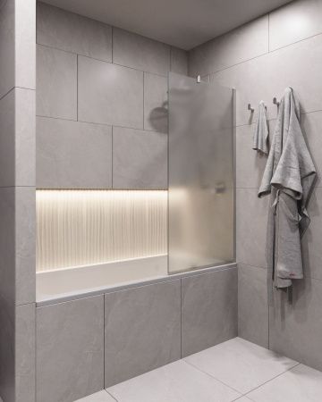 Душевая шторка на ванну Timo T16 60х140 стекло матовое профиль хром ориентация универсальная