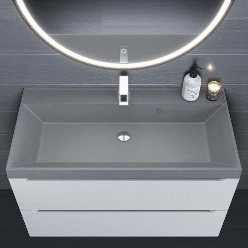 Раковина из искусственного камня Uperwood Classic Quartz 293020633 100х50 полувстраиваемая цвет серый - фото 5