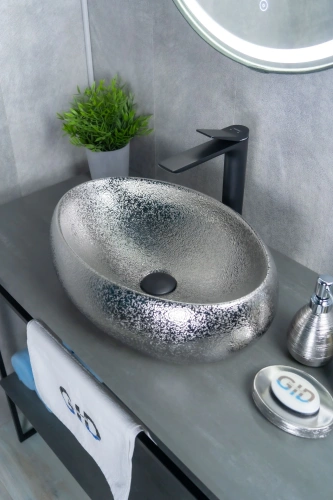 Раковина керамическая Gid Lago 52235 50х30 накладная цвет хром без отверстий под смеситель - фото 5