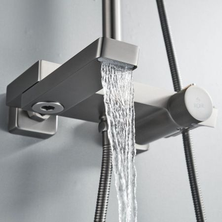 Душевая стойка Rose R1896T настенная цвет серый с термостатом