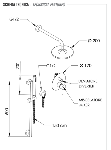 Душевая система Remer X Style X09S01EC20 встраиваемая в стену цвет хром - фото 2