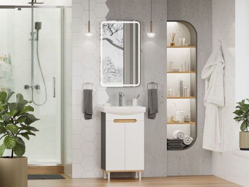 Тумба под раковину Misty Сканди Э-Ска01050-0150-2Д 50х40 напольная цвет белый/серый - фото 5