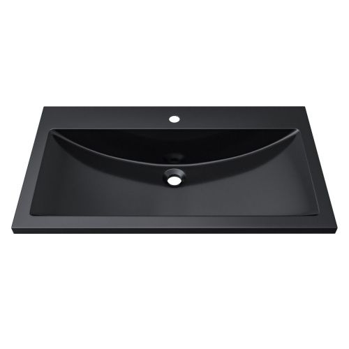 Раковина из искусственного камня Uperwood Self 4538341202 80х50 полувстраиваемая цвет черный - фото 5