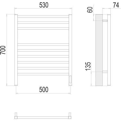 Полотенцесушитель электрический Terminus 4670078526229 55х70 хром - фото 3