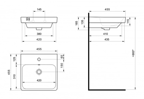 Раковина мебельная керамическая Santek Адриана 45 1.WH50.1.630 50х50 накладная цвет белый 1 отверстие под смеситель - фото 4