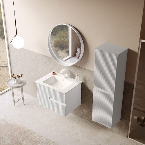 Тумба с раковиной Orka Moonlight 5001491 70х50 подвесная цвет белый - фото 4