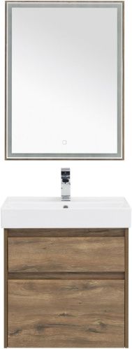 Комплект мебели: тумба с раковиной + зеркало Aquanet Nova Lite 00254216 60х50 напольный цвет коричневый - фото 5