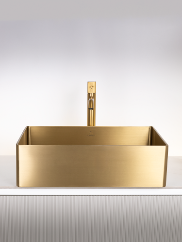 Раковина из нержавеющей стали AltroBagno Accordo AltroBagnoAccordo001009OrSp 50х40 накладная цвет золото - фото 3