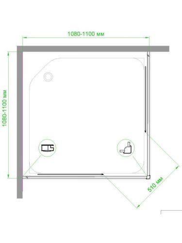 Душевой уголок Royal Bath HPD RB110HPD-C-CH 110х110 стекло рифленое профиль хром без поддона - фото 3