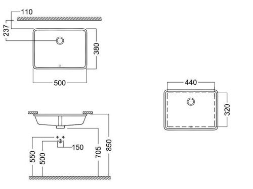 Раковина из сантехнического фаянса Hatria BAHIA_13 BH0500380010TU0 50х40 встраиваемая цвет белый без отверстий под смеситель - фото 2