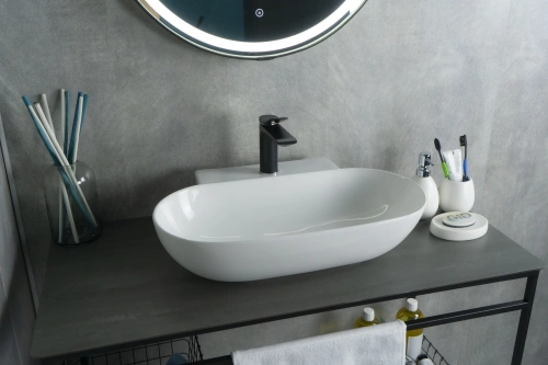 Раковина керамическая Gid Lago 51133 60х40 накладная цвет белый 1 отверстие под смеситель - фото 5