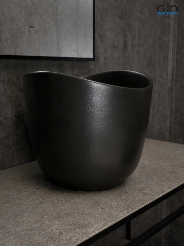 Раковина керамическая Gid Creativo 53378 40х40 накладная цвет черный без отверстий под смеситель - фото 4