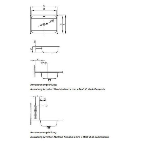 Раковина из нержавеющей стали Bette One A135-000 40 см встраиваемая цвет белый без отверстий под смеситель - фото 2