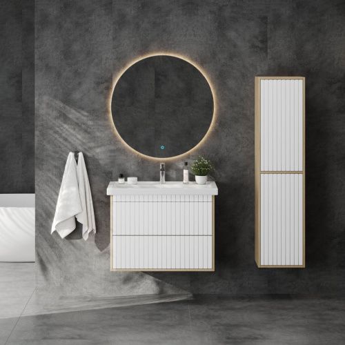 Тумба под раковину Onika Дайлер 108062 80х40 подвесная цвет серый/коричневый - фото 4