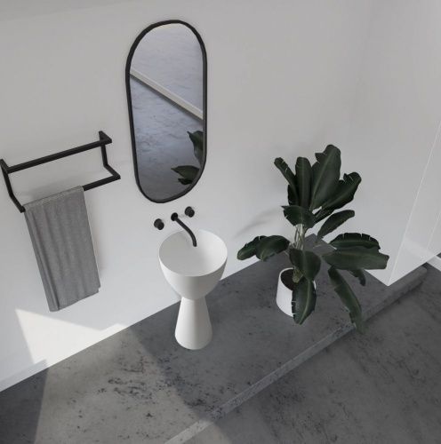 Раковина из искусственного камня Abber STEIN AS2507 50х50 напольная цвет белый без отверстий под смеситель - фото 4