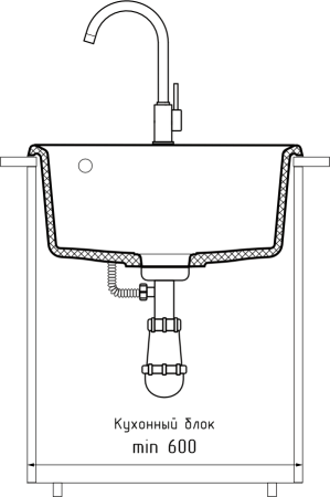 Кухонная мойка Granfest Level LV-510 черный уц 50х50 цвет черный поверхность матовая