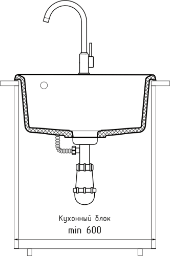 Кухонная мойка Granfest Level LV-510 черный 50х50 цвет черный поверхность матовая - фото 4