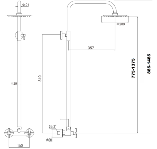 Душевая стойка Fmark FS8405 настенная цвет серый - фото 3