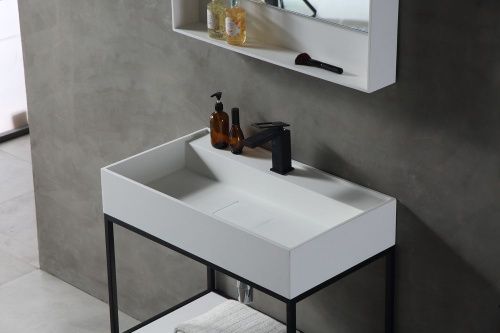 Консоль с раковиной Abber AS2630 80х50 напольная цвет черный - фото 3