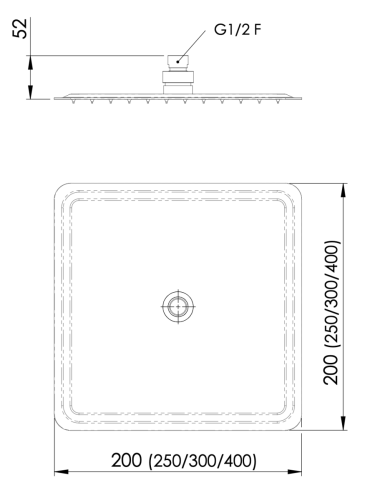 Верхний душ Daniel A577CM25 25х25 хром - фото 2