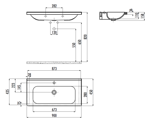 Раковина из сантехнического фарфора Creavit ideal ID090-00CB00E-0000 90х50 накладная цвет белый - фото 2