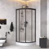 Комплект душевого уголка с душевой системой и аксессуарами Am.Pm Gem WK90EM стекло прозрачное профиль черный без поддона