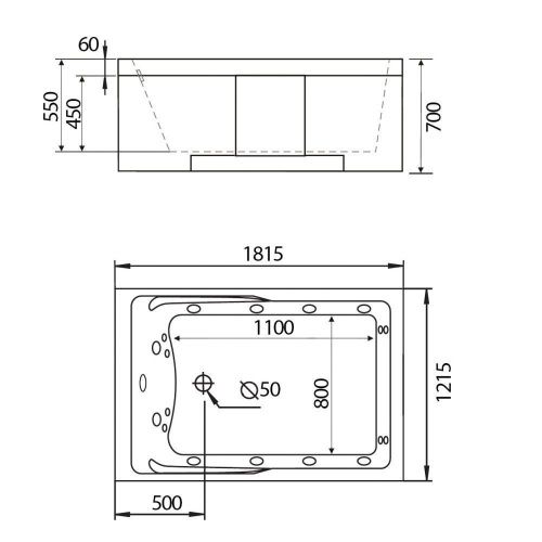 Ванна акриловая гидромассажная Gemy G9061 K R 181х121 пристенная прямоугольная с каркасом - фото 3