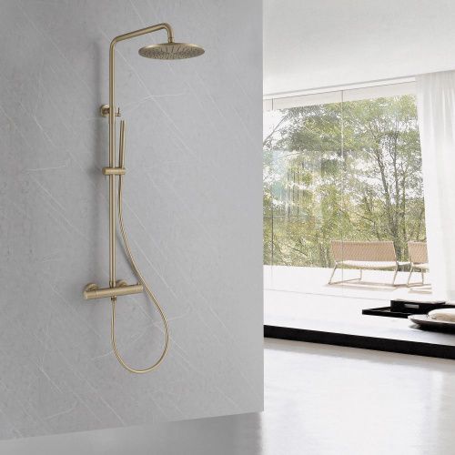 Душевая стойка Abber AF8160G настенная цвет золото с термостатом - фото 2