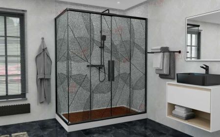 Душевой уголок AvaCan FB2-190-SB90 90х90 стекло тонированное профиль черный без поддона