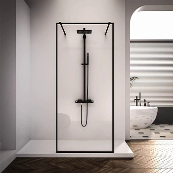 Душевая перегородка Veconi Korato KR90B-120-01-C4 120х200 стекло прозрачное профиль черный