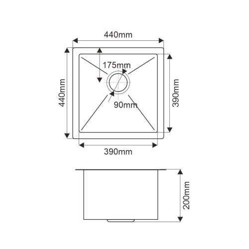 Кухонная мойка Melana ProfLine MLN-R4444H 45х45 цвет серый поверхность матовая - фото 4
