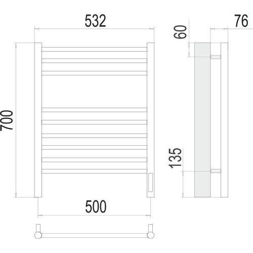 Полотенцесушитель электрический Terminus 4670078527240 55х70 хром - фото 3