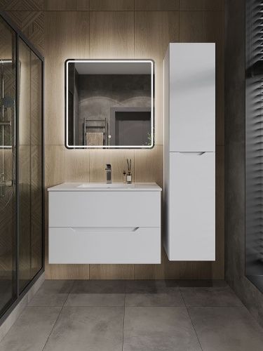 Тумба с раковиной Orange Line Li-80Tuw+Ra 80х50 подвесная цвет белый - фото 5